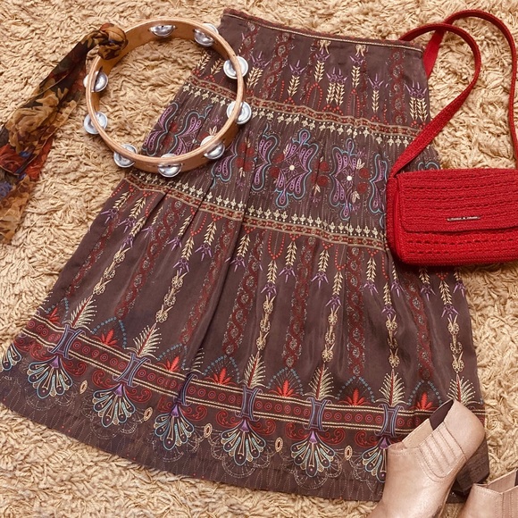 kenzie Dresses & Skirts - KENZIE Boho Chic Midi Skirt 100% Silk